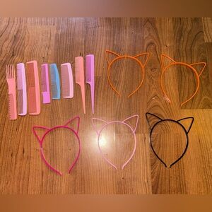 Colorful Combs and Cat Ear Headbands Set